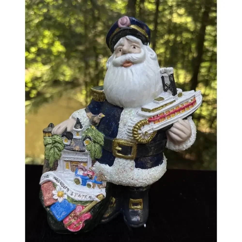 Mississippi State Santa Claus Painted Ceramic Handmade